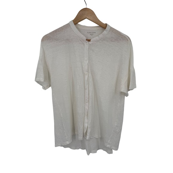 Eileen Fisher Tops - Eileen Fisher 100% Organic Linen Top Womens M Natural Minimalist Breathable